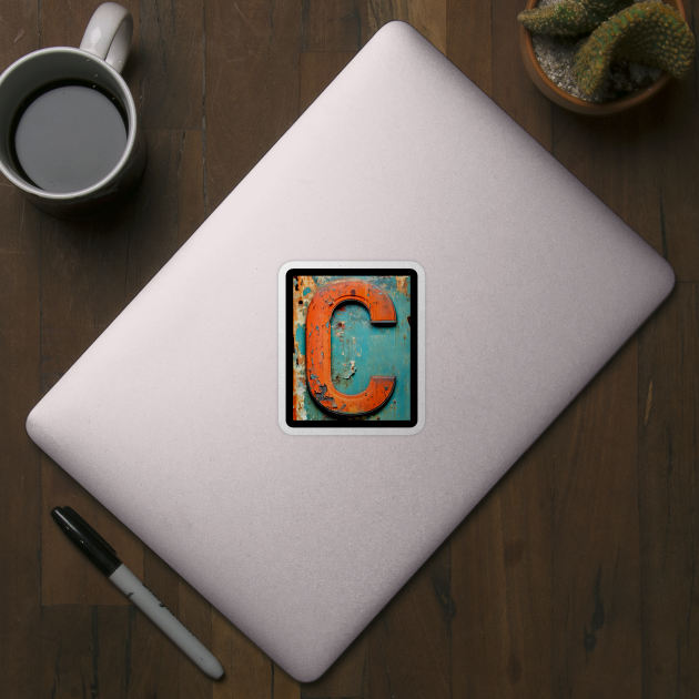 Rusty Letter C Antique Monogram Letter C Initial Alphabet by Mind Your Tee